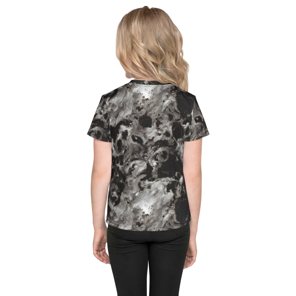 Obsidian Marble on Kids Crew Neck T-Shirt — Back