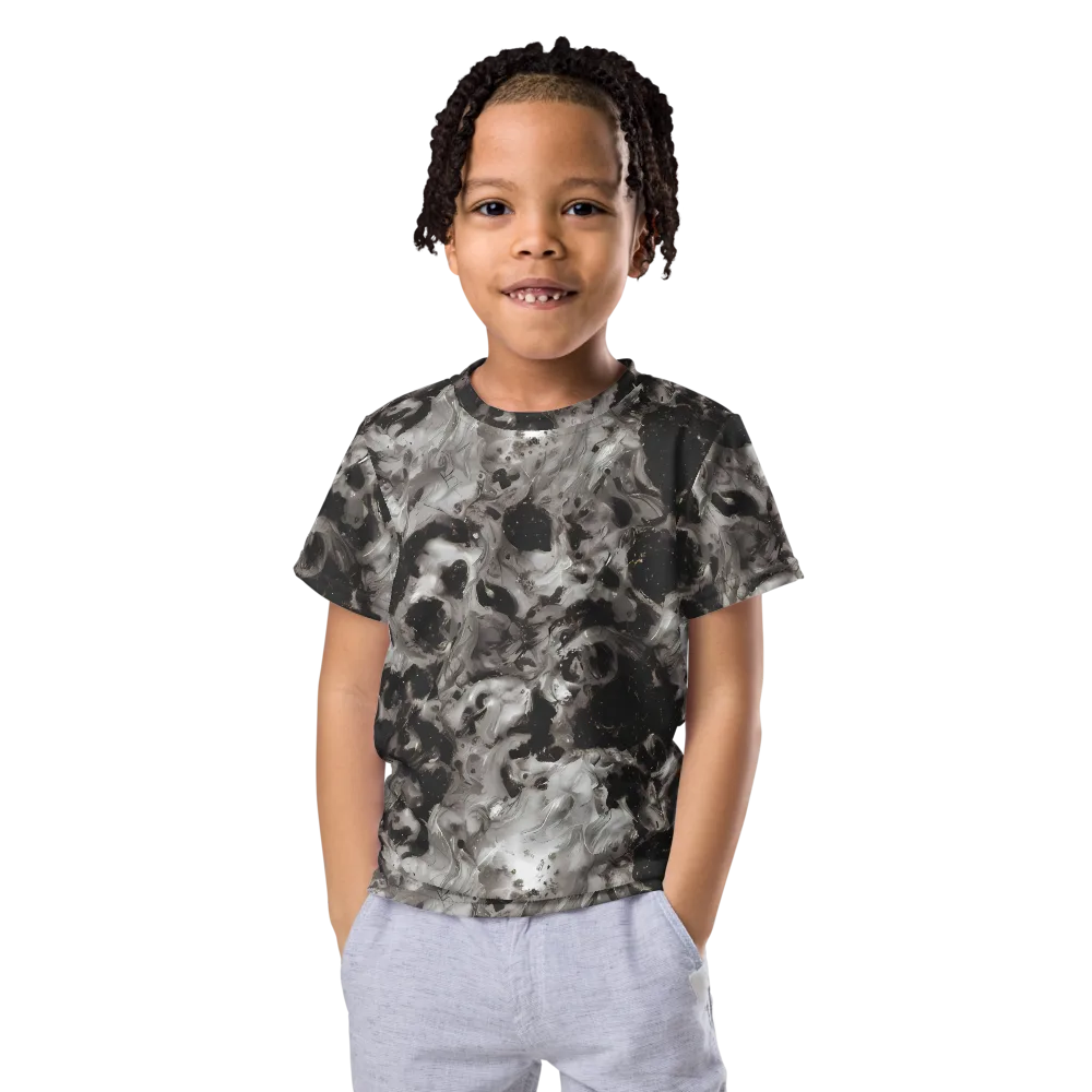 Obsidian Marble on Kids Crew Neck T-Shirt — Front