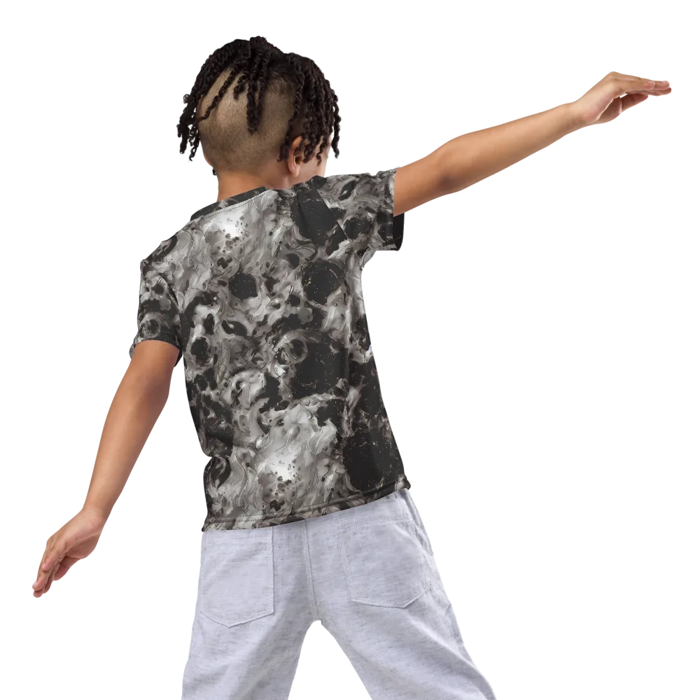 Obsidian Marble on Kids Crew Neck T-Shirt — Back
