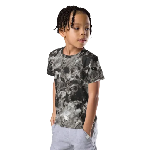 Obsidian Marble on a Kids Crew Neck T-Shirt