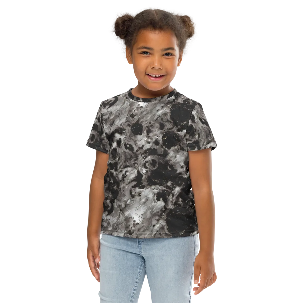 Obsidian Marble on Kids Crew Neck T-Shirt — Front