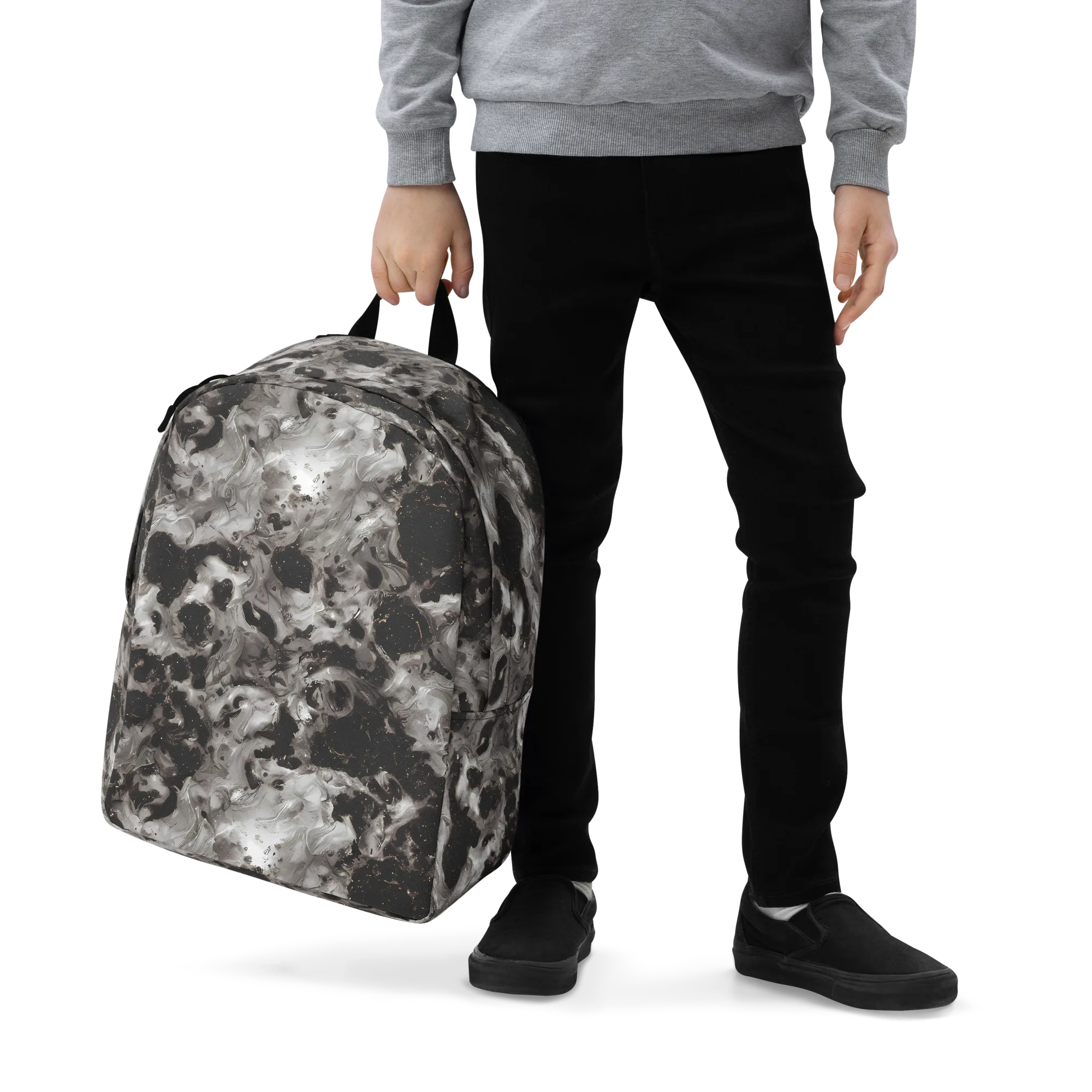 Obsidian Marble on Minimalist Backpack — Zoomed-in