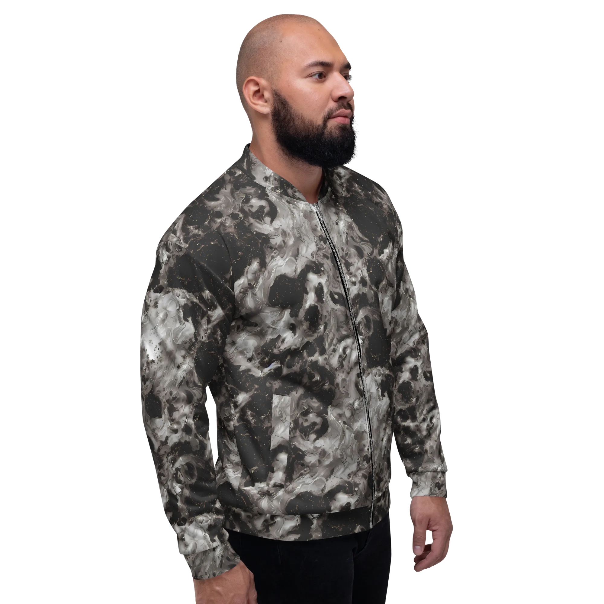Obsidian Marble on Bomber Jacket — Right