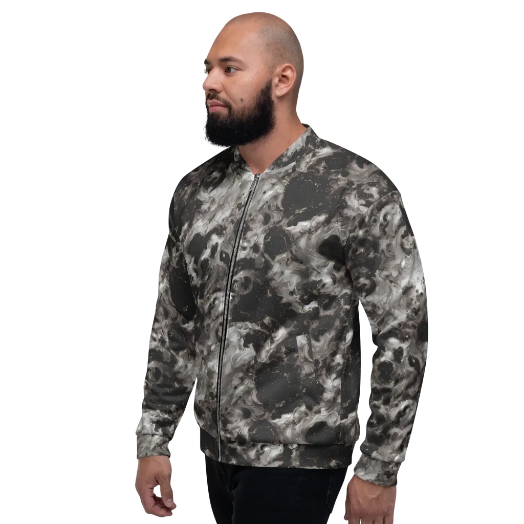 Obsidian Marble on Bomber Jacket — Left