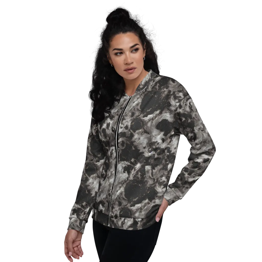 Obsidian Marble on Bomber Jacket — Left