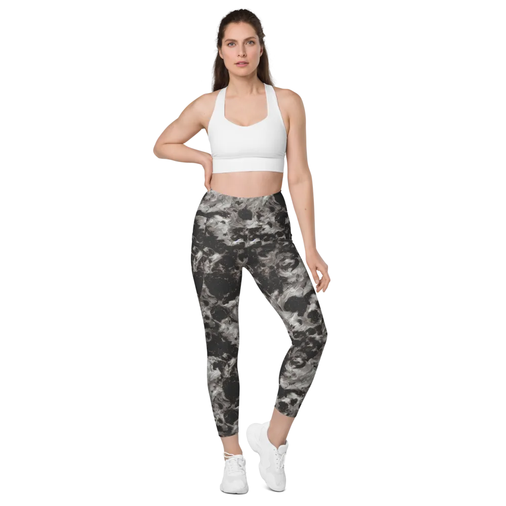Obsidian Marble on Leggings with Pockets — Front