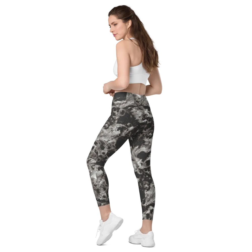 Obsidian Marble on Leggings with Pockets — Left Back