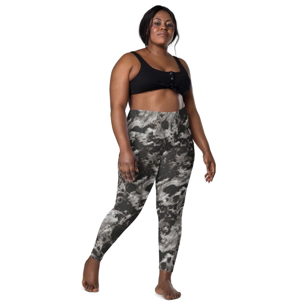Obsidian Marble on Leggings with Pockets — Front