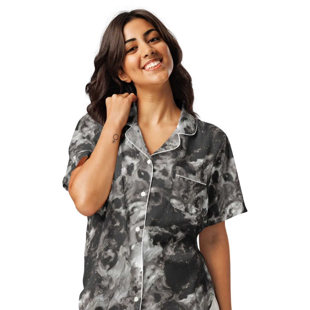 Obsidian Marble on Women's Short Sleeve Pajama Top — Front
