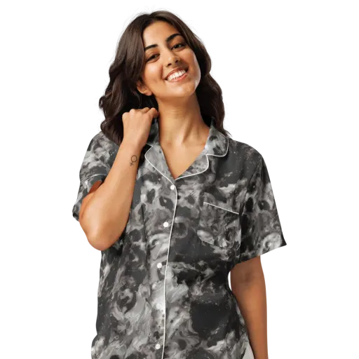 Obsidian Marble on a Women's Short Sleeve Pajama Top