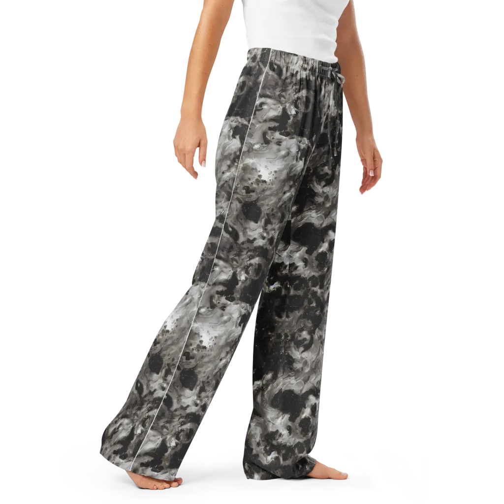 Obsidian Marble on Women's Pajama Pants — Right Front