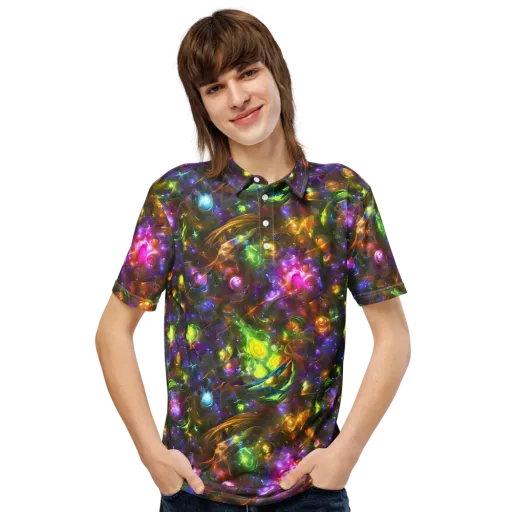 Luminescent Tangle on a Men's Slim Fit Polo Shirt