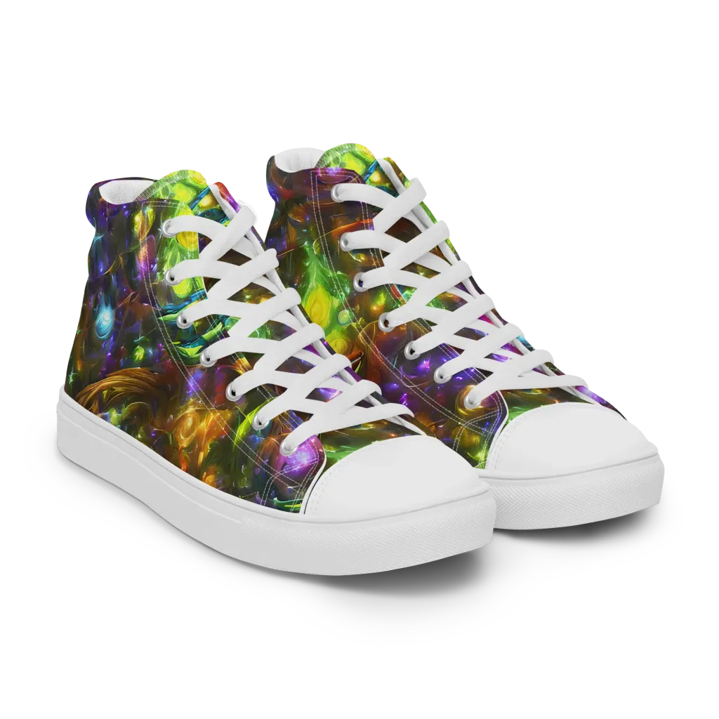 Luminescent Tangle on Men's High Top Canvas Shoes — Right Front