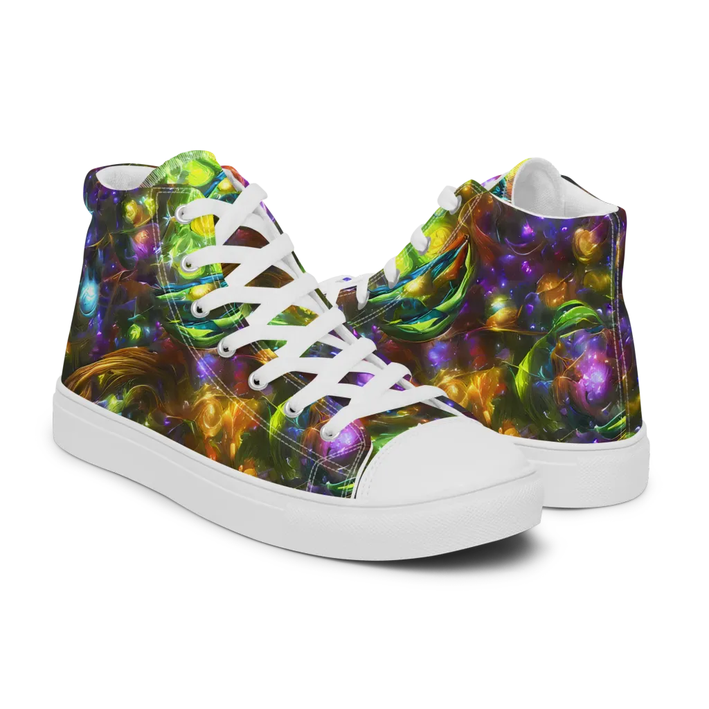 Luminescent Tangle on Men's High Top Canvas Shoes — Right