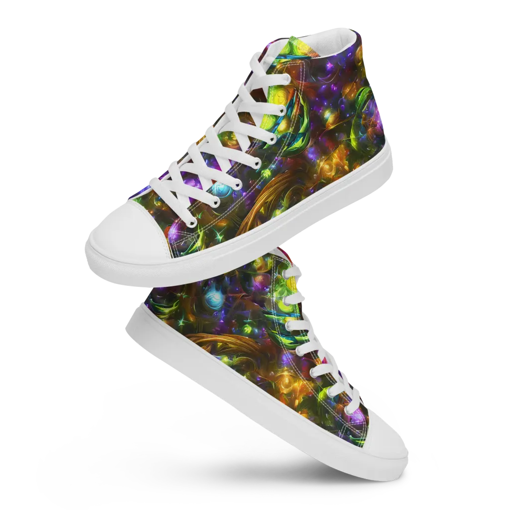 Luminescent Tangle on Men's High Top Canvas Shoes — Front