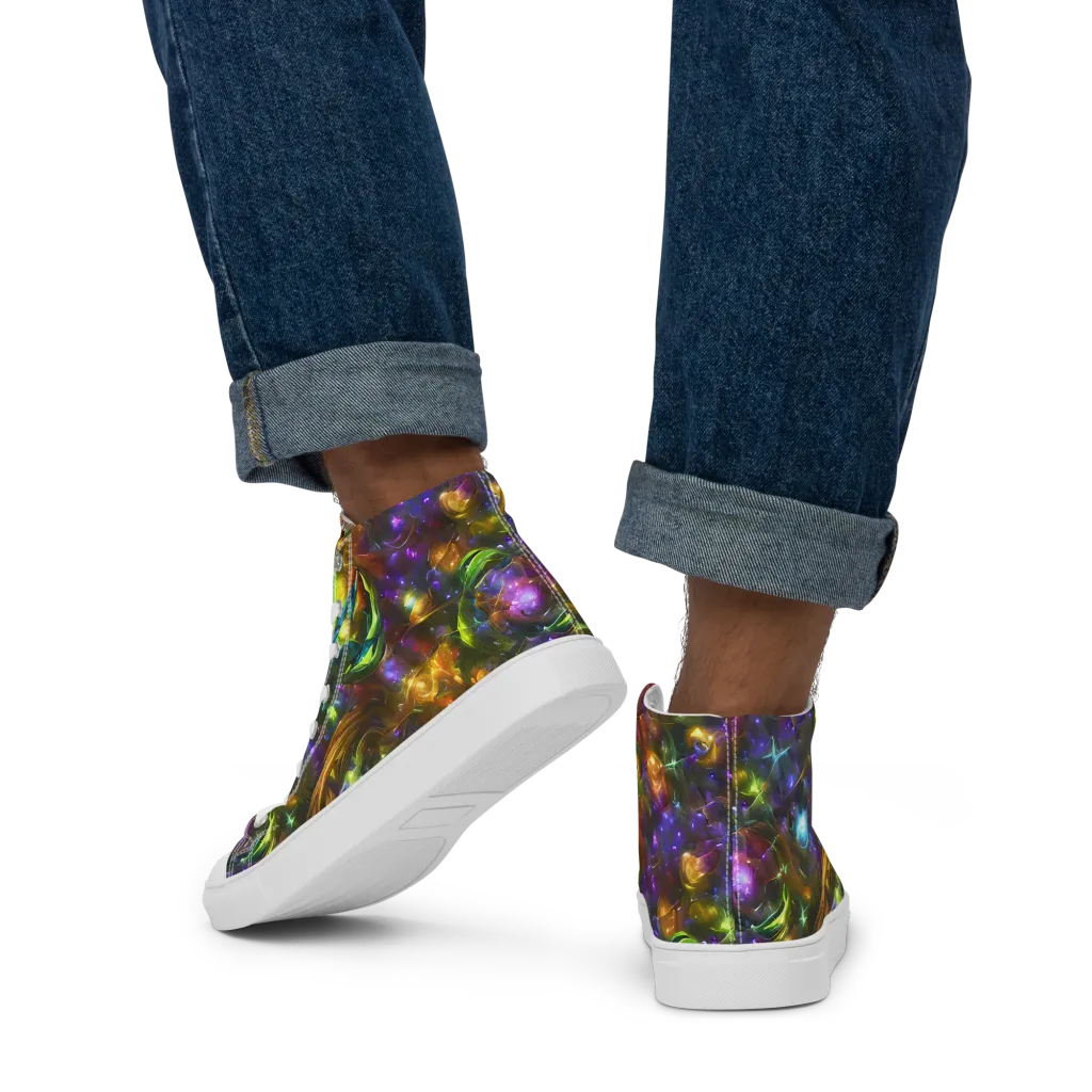 Luminescent Tangle on Men's High Top Canvas Shoes — Back