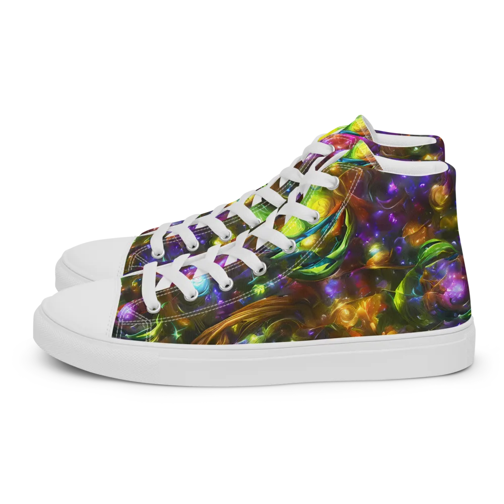 Luminescent Tangle on Women's High Top Canvas Shoes — Left