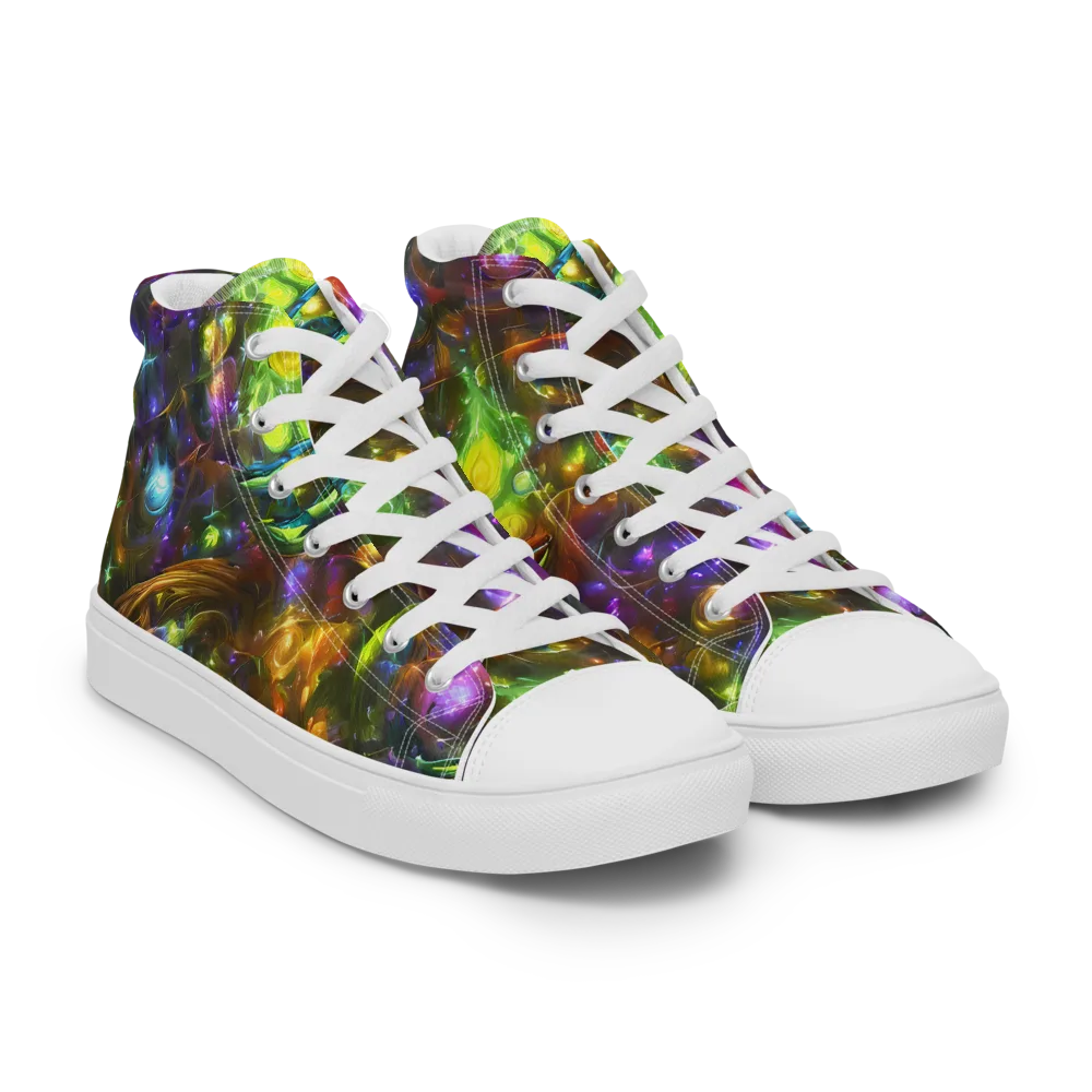 Luminescent Tangle on Women's High Top Canvas Shoes — Right Front