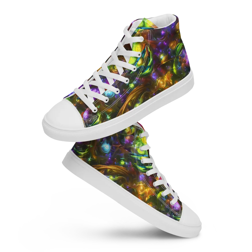 Luminescent Tangle on Women's High Top Canvas Shoes — Front