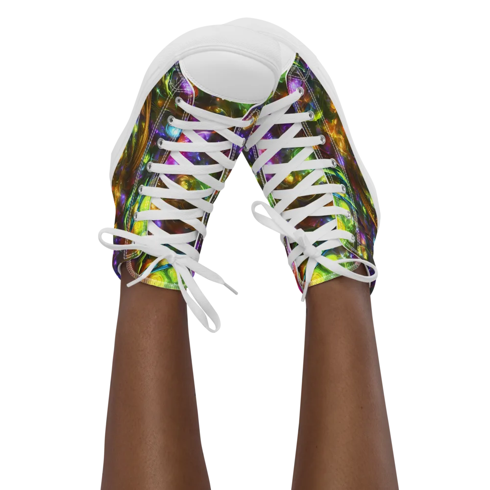Luminescent Tangle on Women's High Top Canvas Shoes — Front