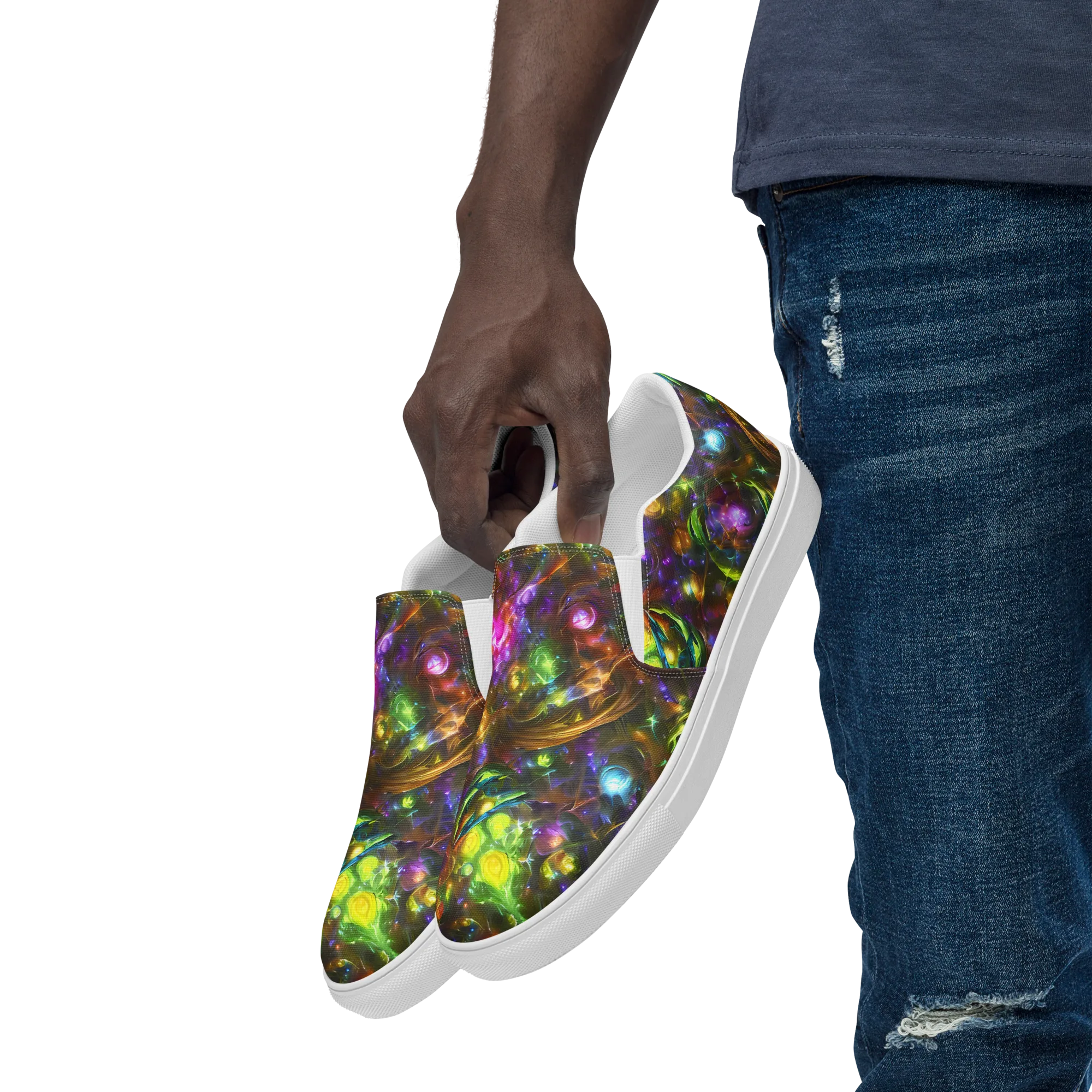 Luminescent Tangle on Men's Slip-On Canvas Shoes — Left Front