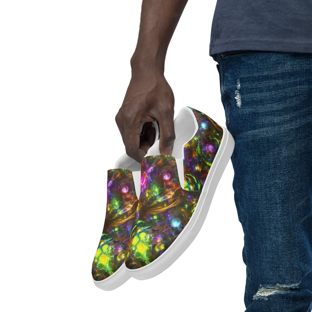 Luminescent Tangle on Men's Slip-On Canvas Shoes — Left Front