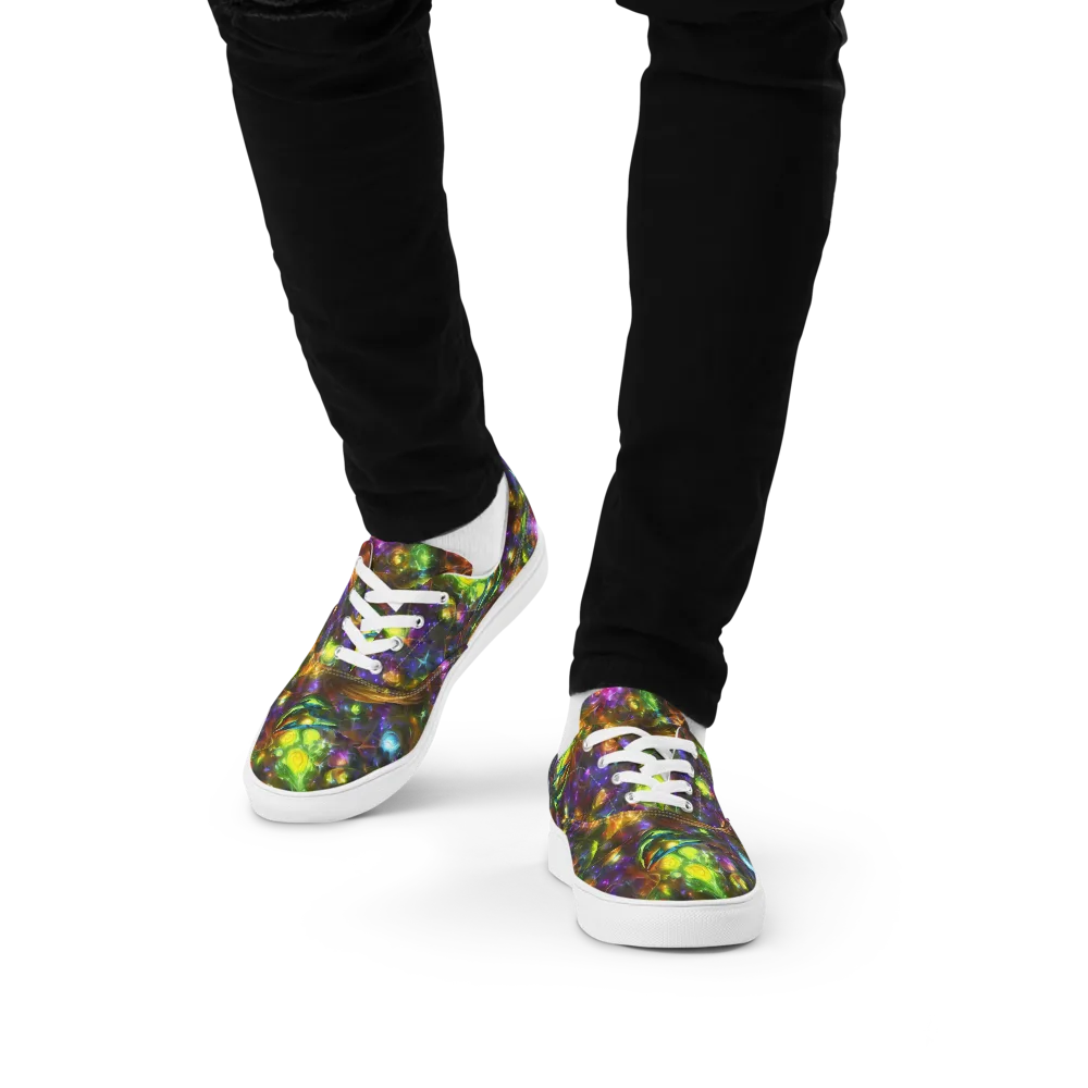 Luminescent Tangle on Men's Lace-Up Canvas Shoes — Front