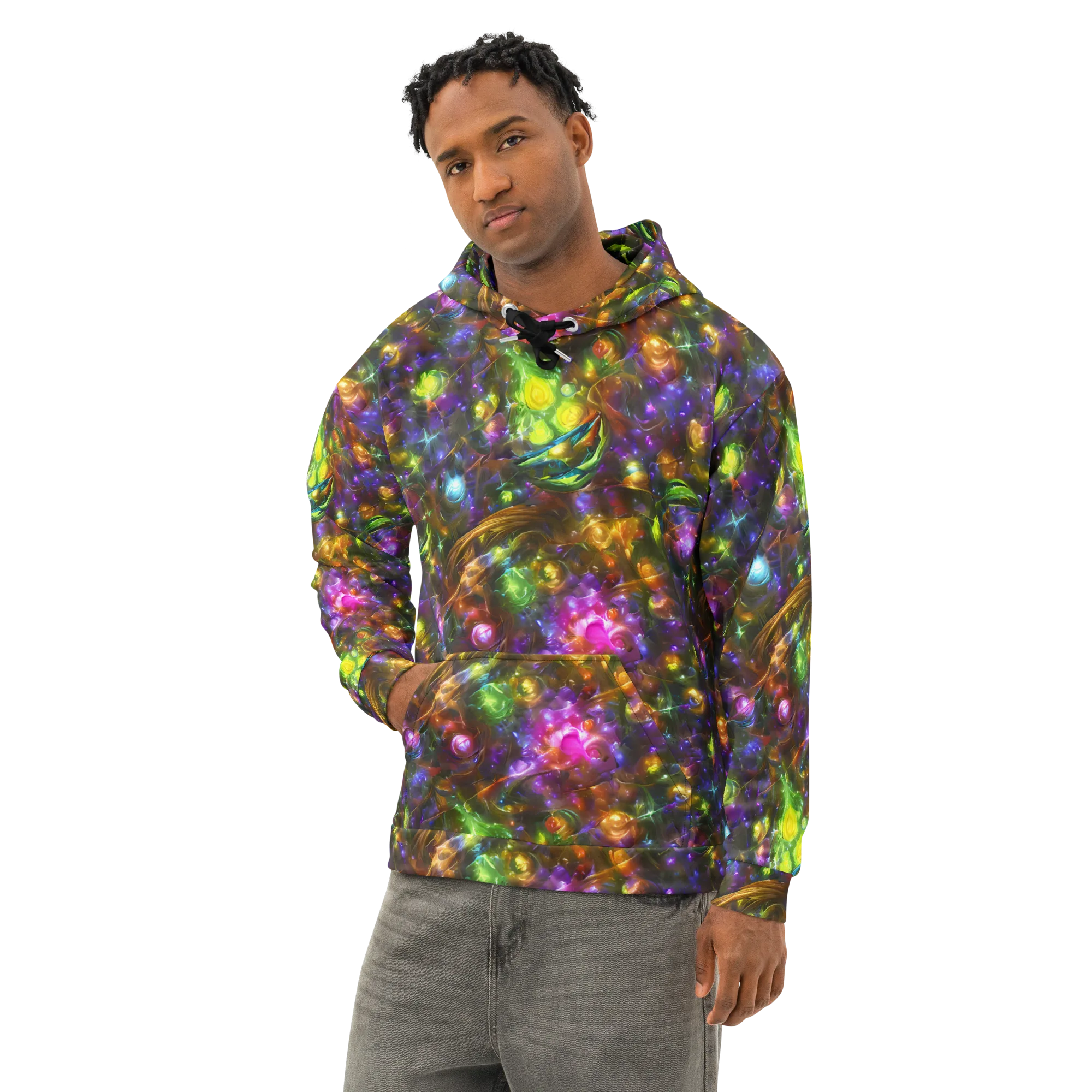 Luminescent Tangle on Cotton Hoodie — Left Front