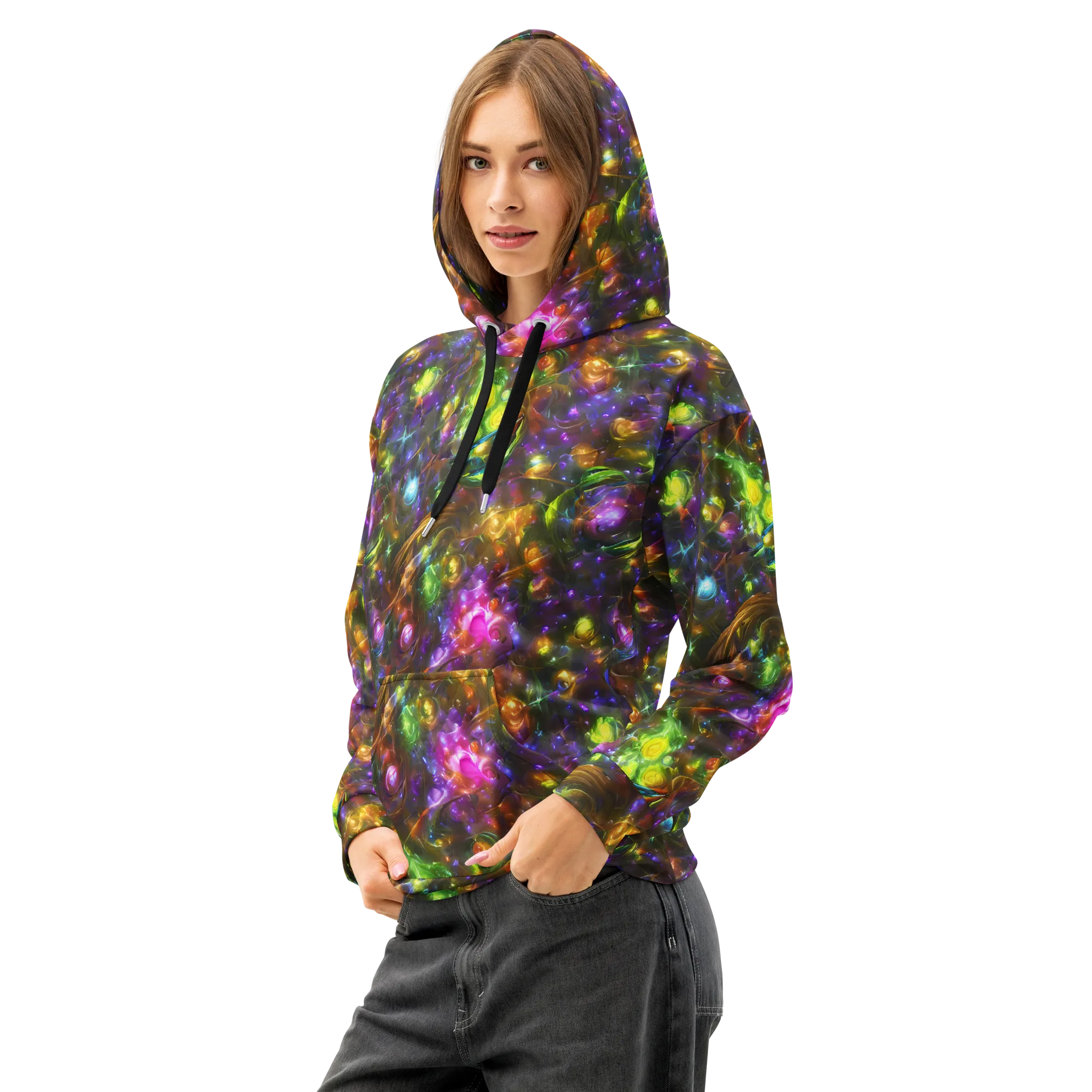 Luminescent Tangle on Cotton Hoodie — Left Front