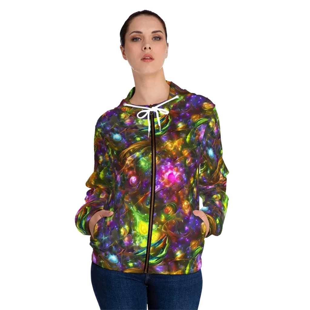 Luminescent Tangle on Women's Full-Zip Hoodie — Front On Person