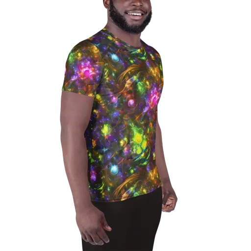 Luminescent Tangle on a Men's Athletic T-Shirt
