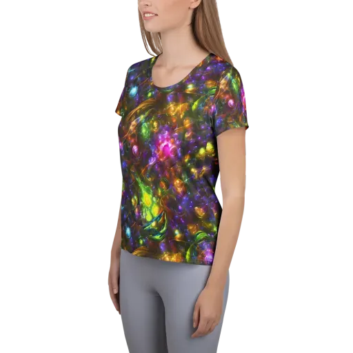 Luminescent Tangle on a Women's Athletic T-Shirt
