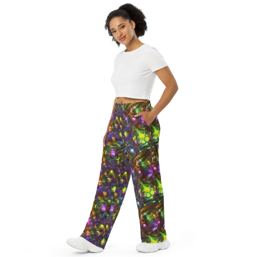 Luminescent Tangle on a Wide-Leg Pants