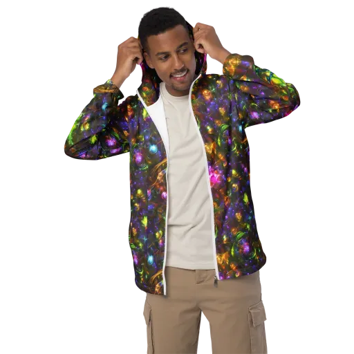 Luminescent Tangle on a Men's Windbreaker