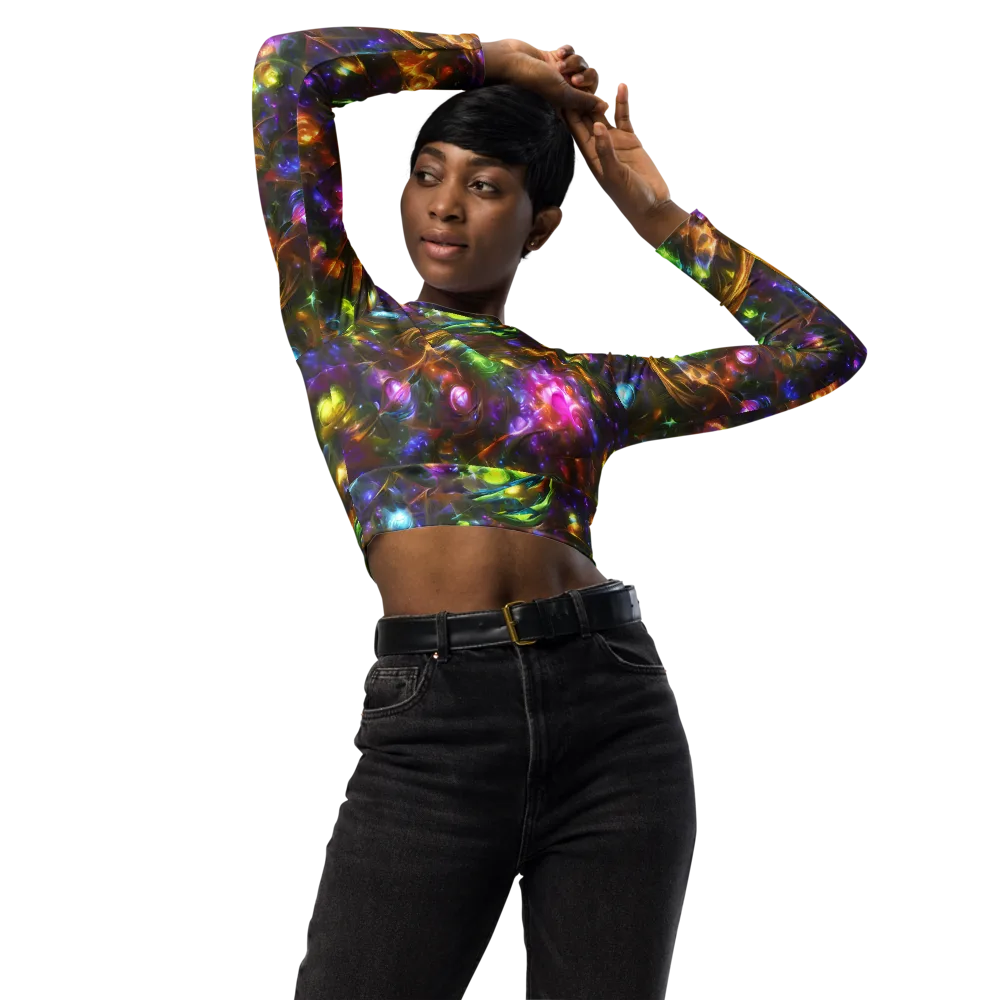 Luminescent Tangle on Long Sleeve Crop Top — Front