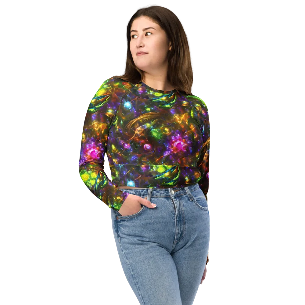 Luminescent Tangle on Long Sleeve Crop Top — Front