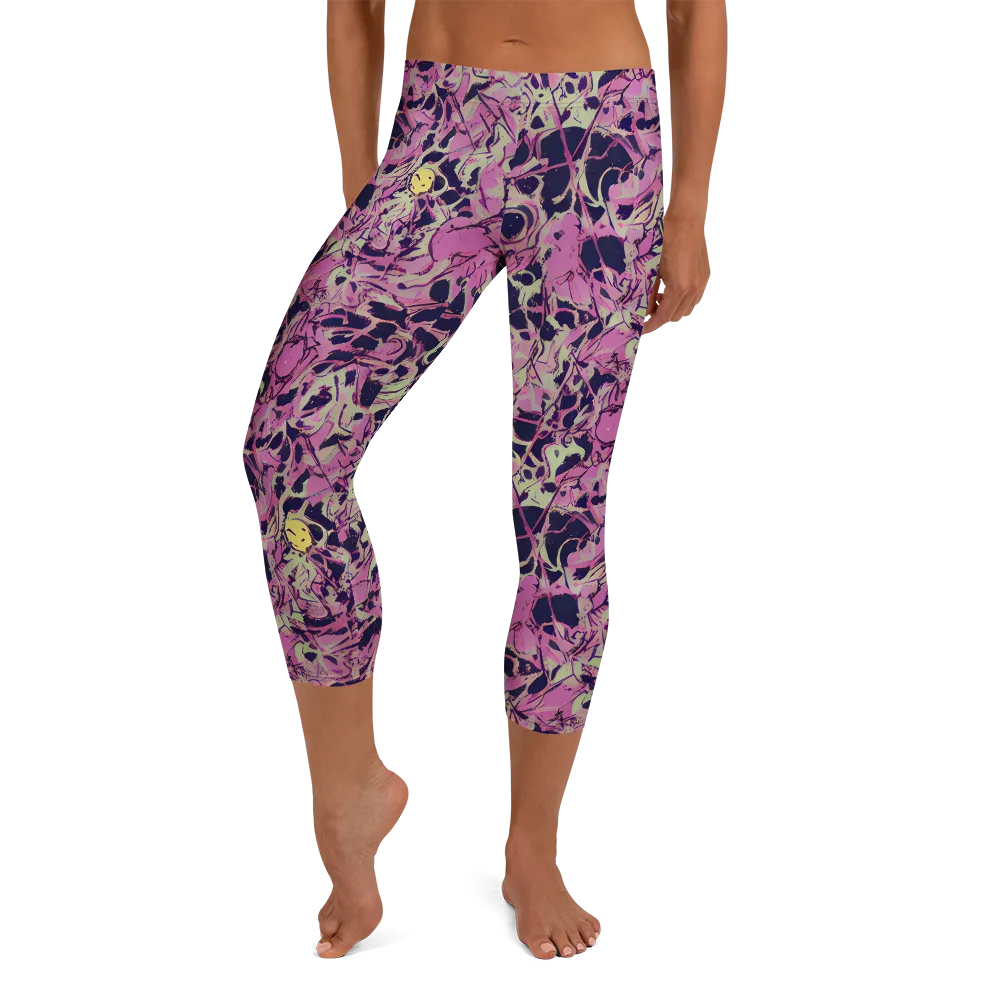 Lavender Frenzy on Capri Leggings — Front