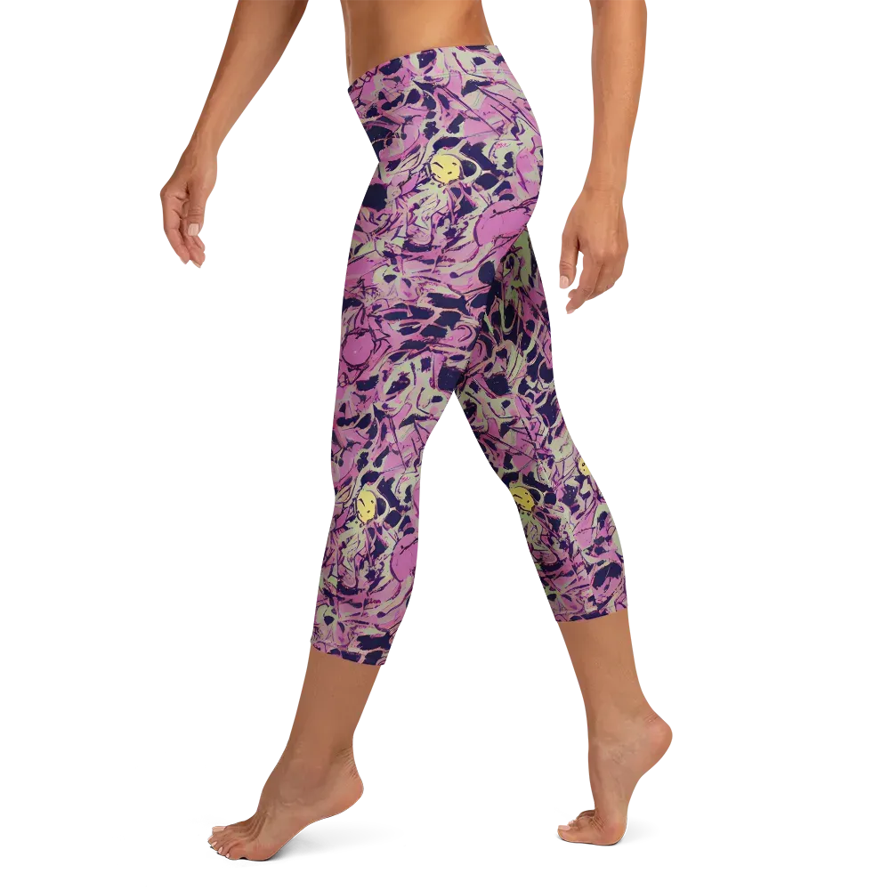 Lavender Frenzy on Capri Leggings — Left