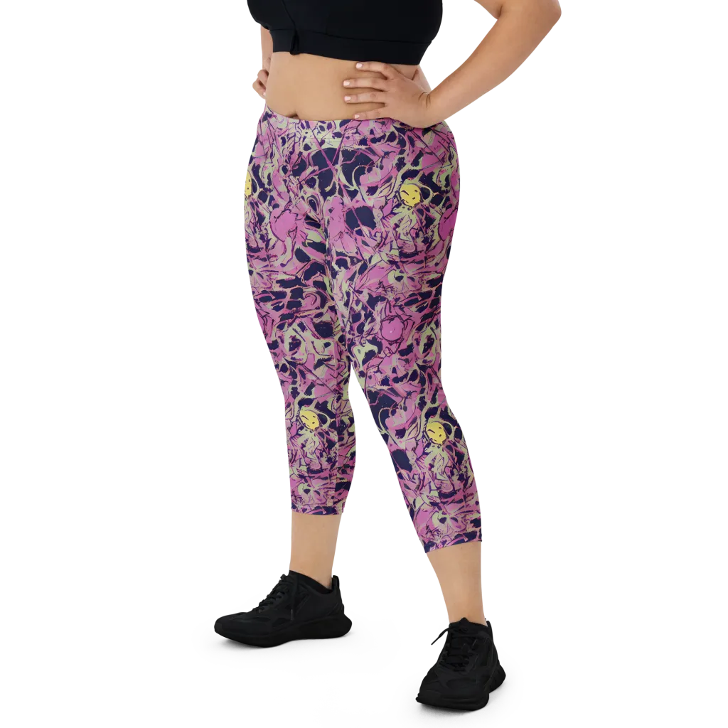 Lavender Frenzy on Capri Leggings — Front
