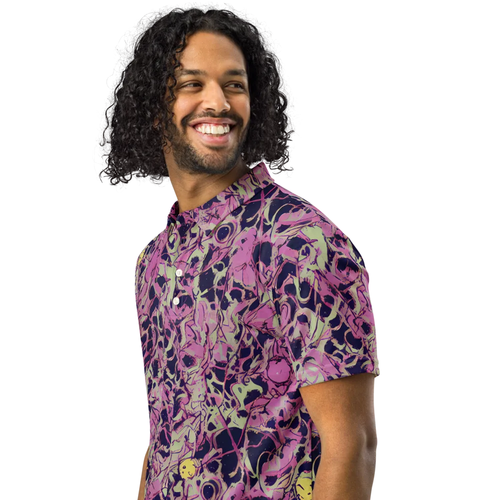 Lavender Frenzy on Men's Slim Fit Polo Shirt — Left Front