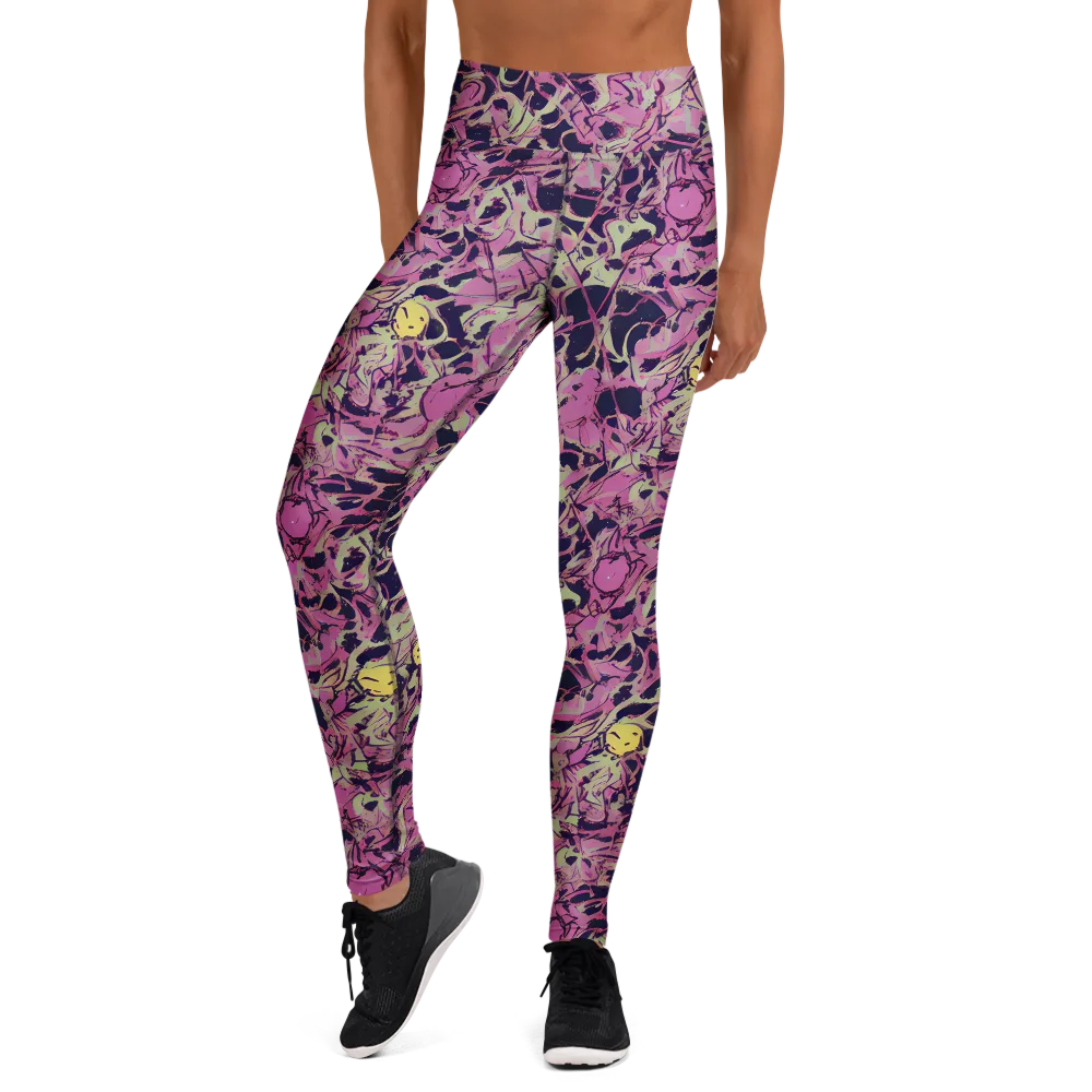 Lavender Frenzy on Yoga Leggings — Front