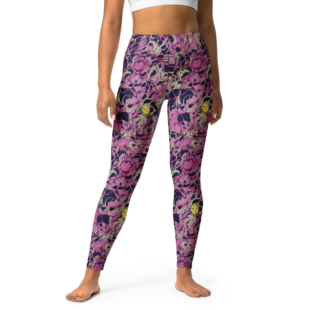 Lavender Frenzy on Yoga Leggings — Front