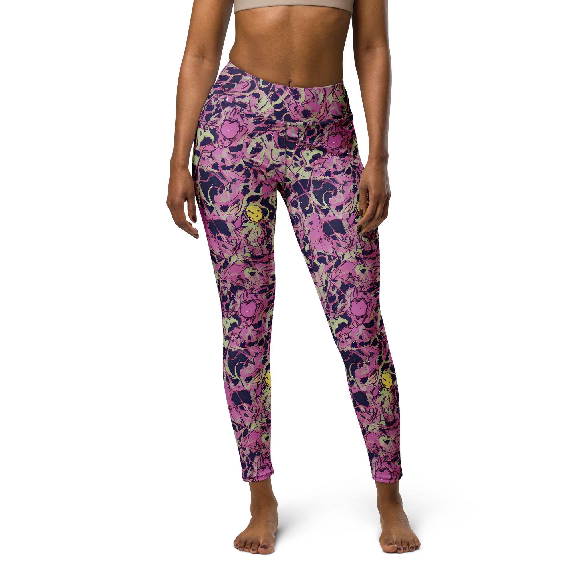 Lavender Frenzy on Yoga Leggings — Front
