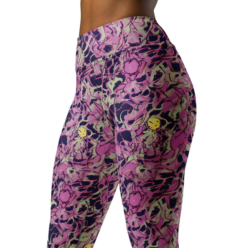 Lavender Frenzy on Yoga Leggings — Left Front