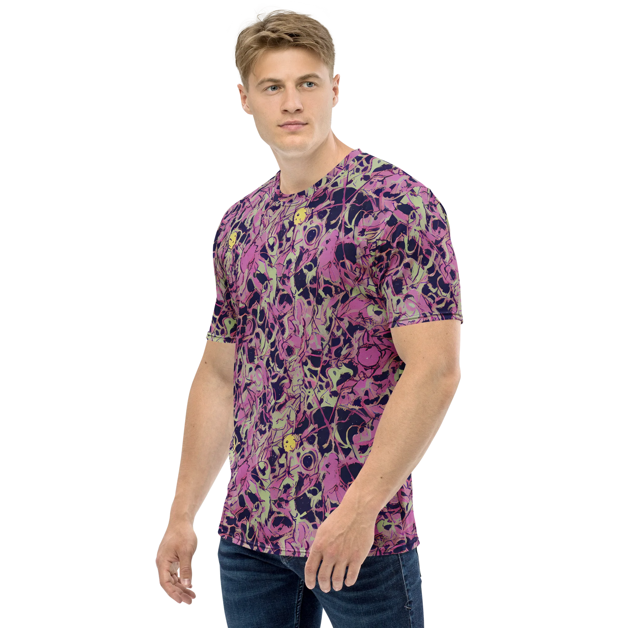 Lavender Frenzy on Men's Crew Neck T-Shirt — Left