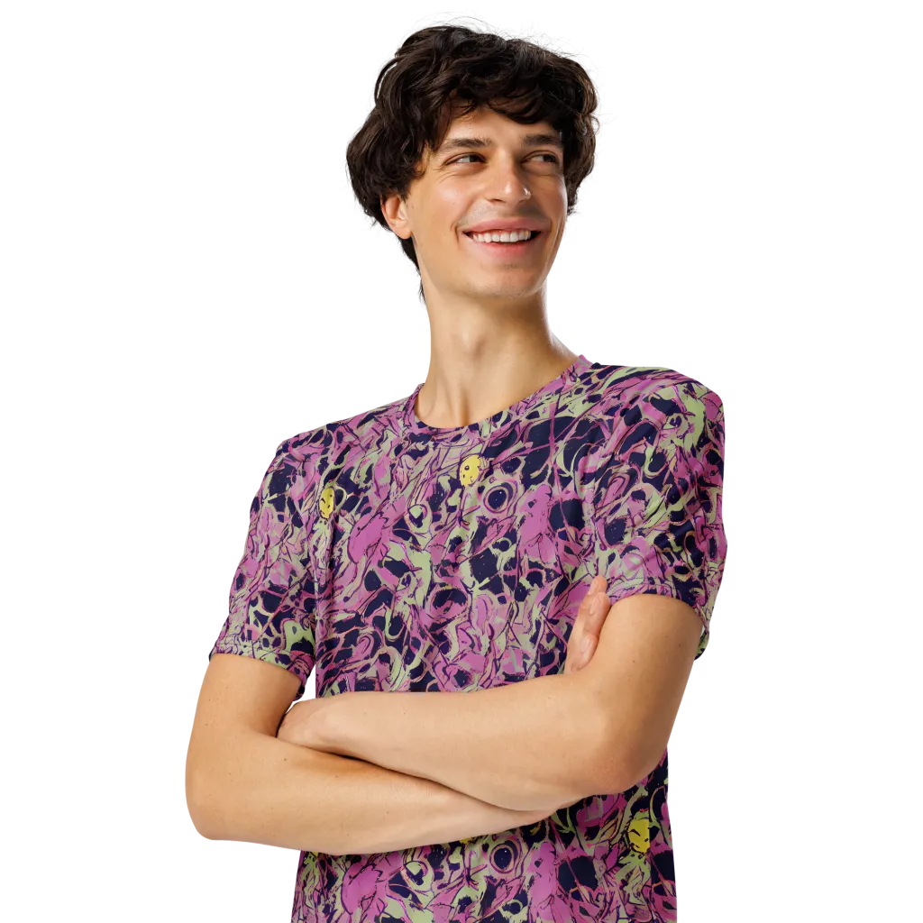 Lavender Frenzy on Men's Crew Neck T-Shirt — Left Front
