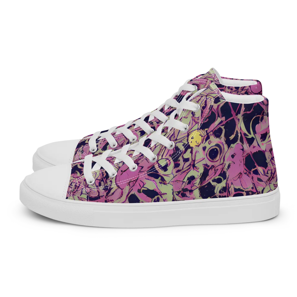 Lavender Frenzy on Men's High Top Canvas Shoes — Left