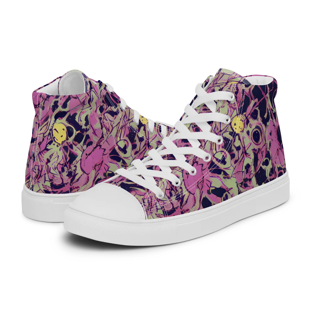 Lavender Frenzy on Men's High Top Canvas Shoes — Left