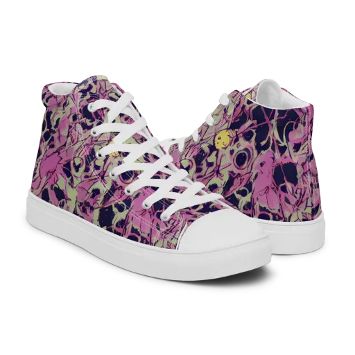 Lavender Frenzy on a Men's High Top Canvas Shoes