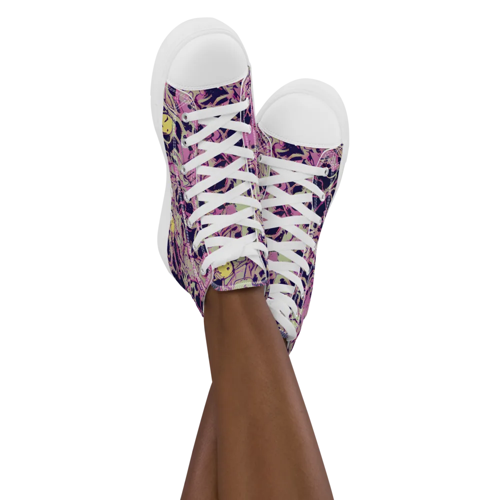 Lavender Frenzy on Women's High Top Canvas Shoes — Front